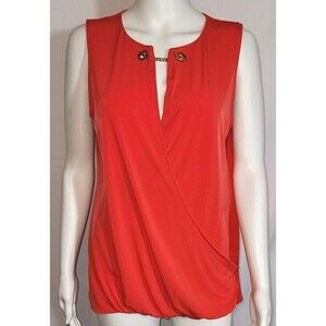 Ivanka Trump Tangerine Orange Sleeveless Floral Tank Top Blouse - Size M